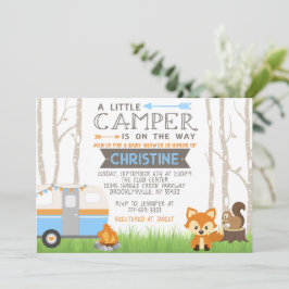 Blue Woodland RV Camper Forest Animals Baby Dusche Einladung