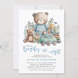 Blue Woodland wir können kaum abwarten Baby Dusche Einladung