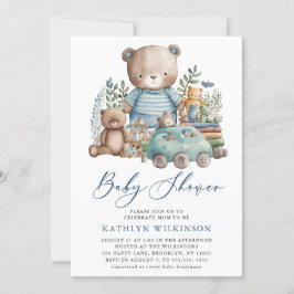 Blue Woodland wir können kaum abwarten Baby Dusche Einladung