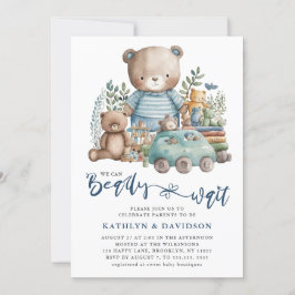 Blue Woodland wir können kaum abwarten Baby Dusche Einladung