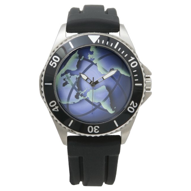 Blue World Earth White Custom Sports Watching Armbanduhr (Vorderseite)