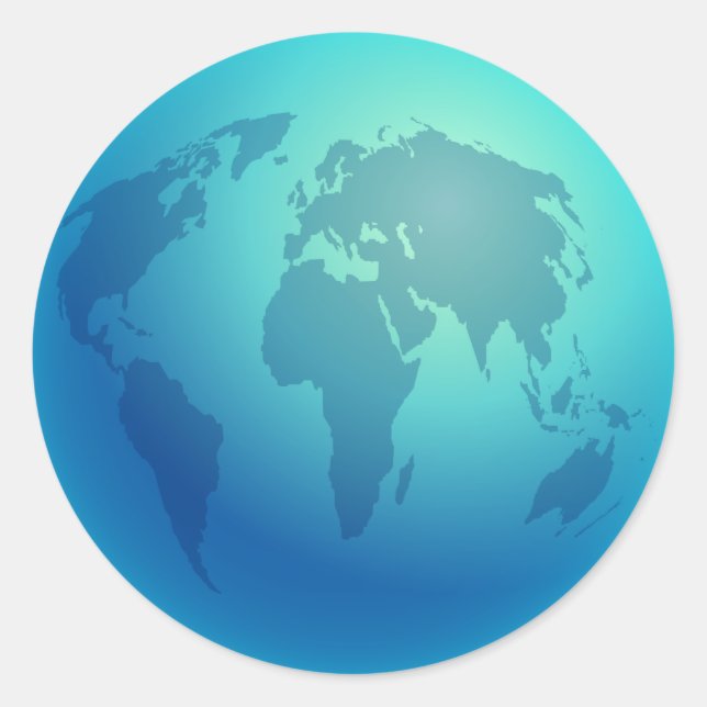 Blue World Globe Runder Aufkleber (Vorderseite)