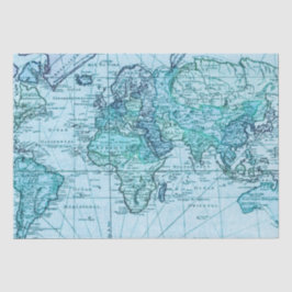 Blue World Map Seidenpapier