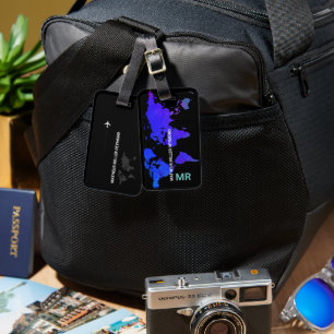 Blue World Map Travel Bags Identifier Gepäckanhänger