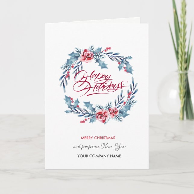 Blue Wreath Frohe Weihnachten Unternehmen (Vorderseite)