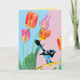 Blue Wren Australian Wrens Birds Birthday Card Karte