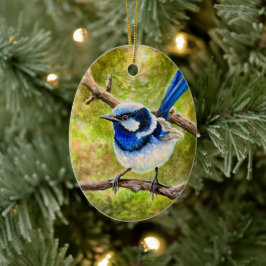 Blue Wren - Keramik Ornament