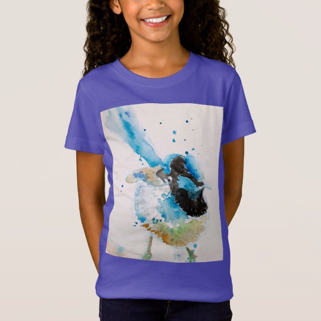 Blue Wren Watercolor Painting Australian Birds T-Shirt (Vorderseite)
