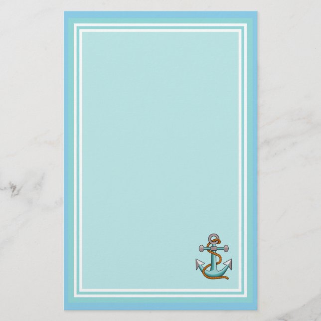 Blue Writer Paper with Anchor Briefpapier (Vorderseite)