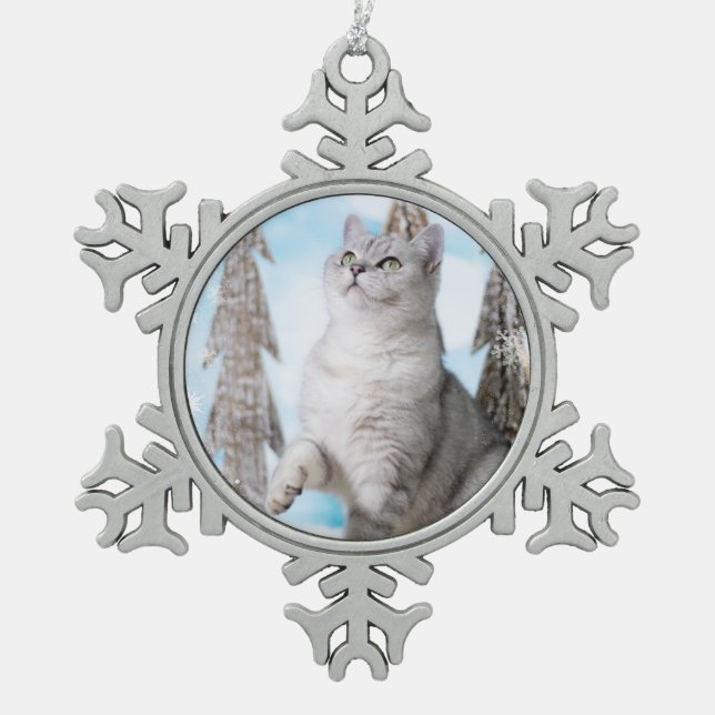 Blue XMAS 2018 Schneeflocken Zinn-Ornament (Vorderseite)