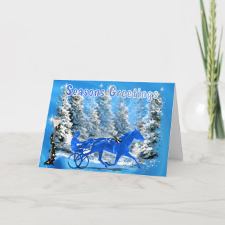 Blue Xmas Harness Horse Feiertagskarte