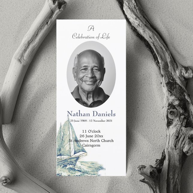 Blue Yacht Celebration of Life Card (Von Creator hochgeladen)