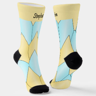 Blue Yellow Art Deco Design Socken