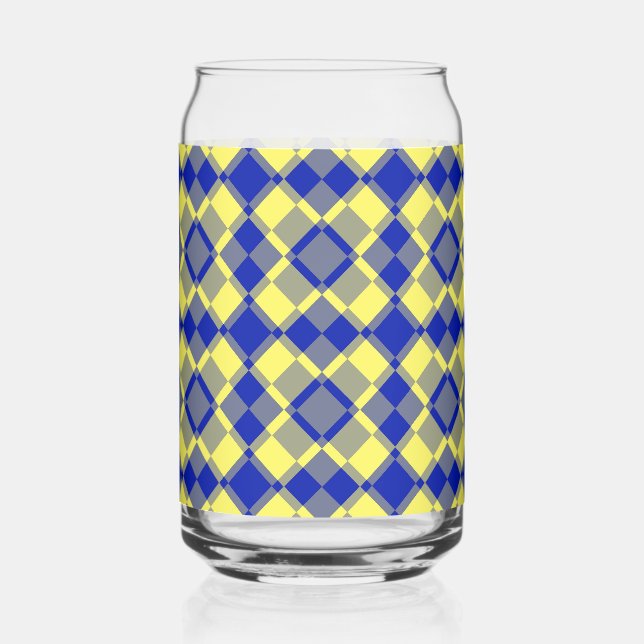 Blue Yellow Checker Argyle Pattern Dosenglas (Vorderseite)