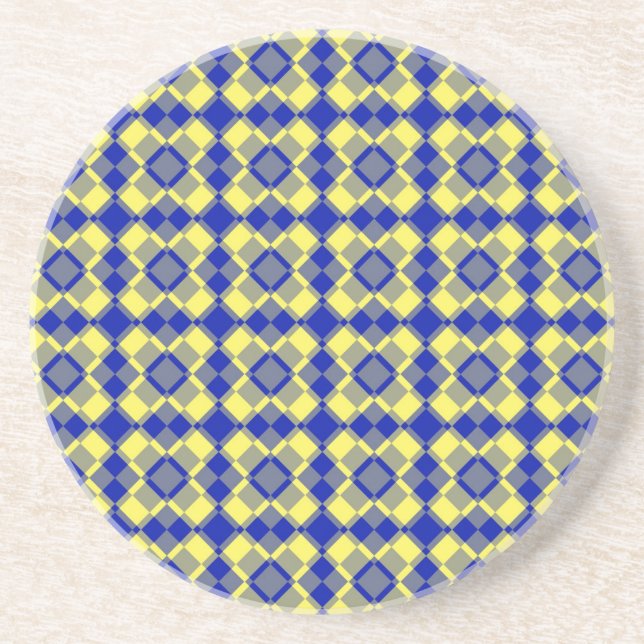 Blue Yellow Checker Argyle Pattern Getränkeuntersetzer (Vorne)