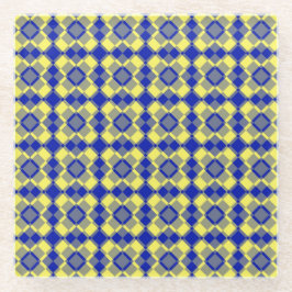 Blue Yellow Checker Argyle Pattern Glasuntersetzer