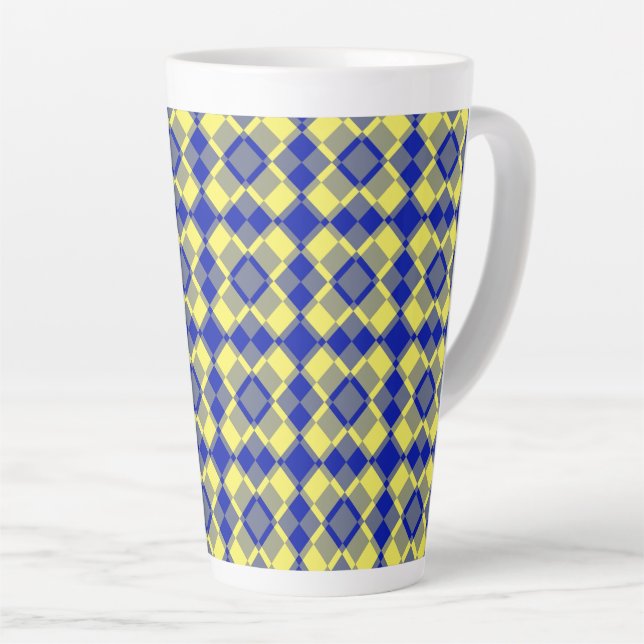 Blue Yellow Checker Argyle Pattern Milchtasse (Rechte Ecke)