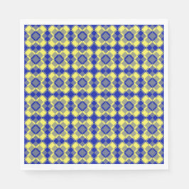 Blue Yellow Checker Argyle Pattern Paper Napkin Serviette