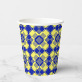Blue Yellow Checker Argyle Pattern Pappbecher