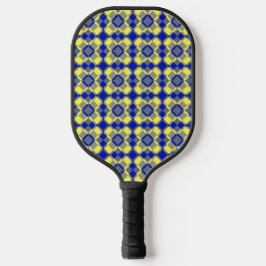 Blue Yellow Checker Argyle Pattern Pickleball Schläger