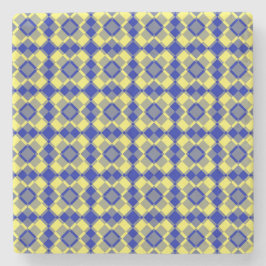 Blue Yellow Checker Argyle Pattern Steinuntersetzer