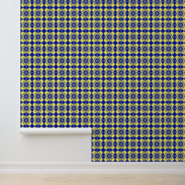 Blue Yellow Checker Argyle Pattern Tapete