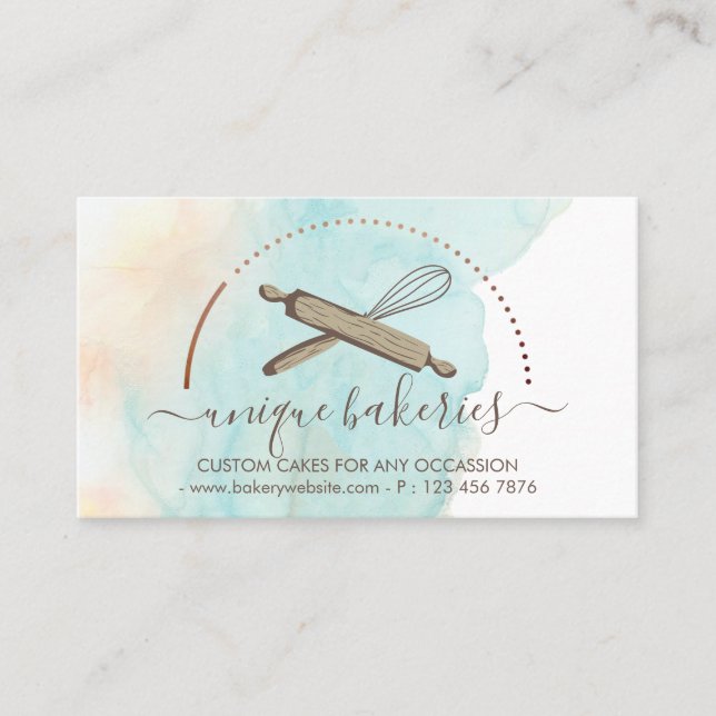 Blue Yellow Circle Baker Cake Maker Visitenkarte (Vorderseite)