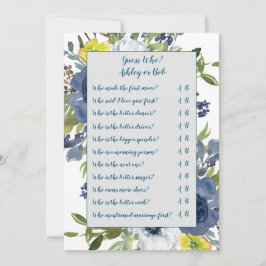 Blue Yellow Floral Brautparty Game Card Einladung
