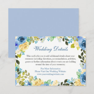 Blue Yellow Floral Wedding Details Umschließungska Einladung
