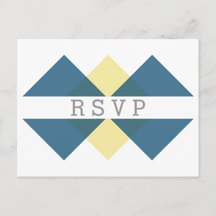 Blue Yellow Geometric Triad UAWG Postcard Einladungspostkarte