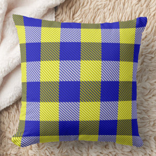 Blue Yellow Gingham Karo Design Kissen