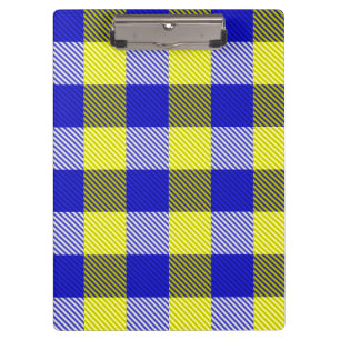 Blue Yellow Gingham Karo Design Klemmbrett