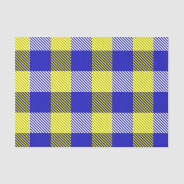 Blue Yellow Gingham Karo Design Seidenpapier (Vorderseite)
