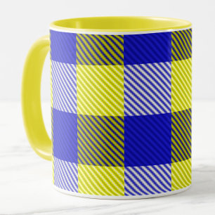 Blue Yellow Gingham Karo Design Tasse