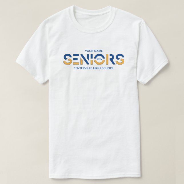 Blue & Yellow Gold 2-farbige Senioren, in Scheiben T-Shirt (Design vorne)