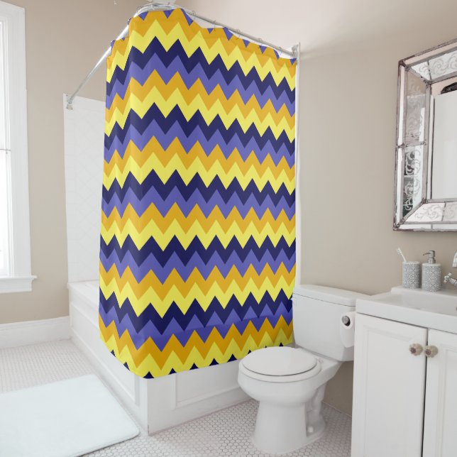 Blue Yellow Gold Chevrons Duschvorhang (Beispiel)