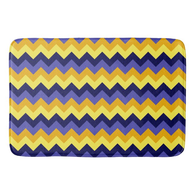 Blue Yellow Gold Chevrons Large Bath Mat Badematte (Vorderseite)