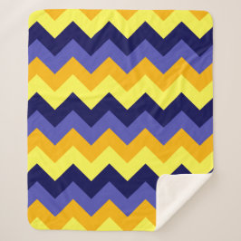 Blue Yellow Gold Chevrons Medium Sherpa Blanket Sherpadecke