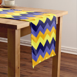 Blue Yellow Gold Chevrons Mittlerer Tischläufer