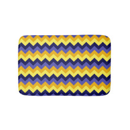 Blue Yellow Gold Chevrons Small Bath Mat Badematte