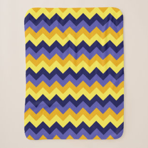 Blue Yellow Gold Chevrons Small Sherpa Blanket Sherpadecke