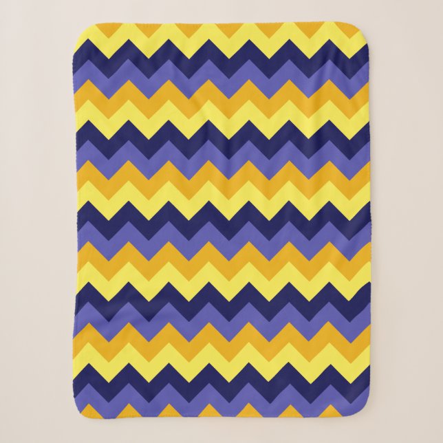 Blue Yellow Gold Chevrons Small Sherpa Blanket Sherpadecke (Vorderseite)