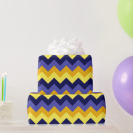 Blue Yellow Gold Chevrons Wrapping Paper Geschenkpapier