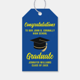 Blue Yellow Graduate Custom 2024 Graduation Party Geschenkanhänger