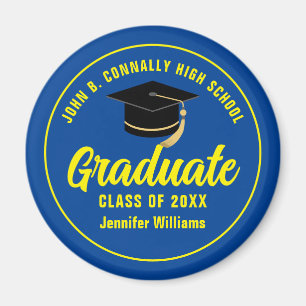 Blue Yellow Graduate Custom 2025 Abschluss Magnet