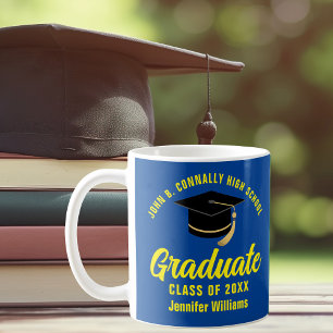 Blue Yellow Graduate Personalisiert 2025 Abschluss Kaffeetasse