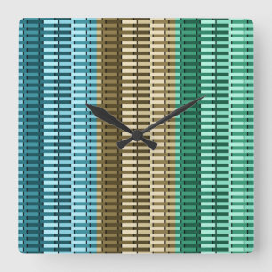 Blue Yellow Green Stylish Modern Abstract Pattern Quadratische Wanduhr
