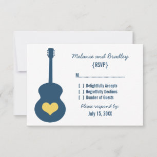 Blue/Yellow Guitar Heftansprechkarte RSVP Karte