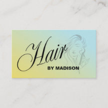 Blue Yellow Hair Stylist QR Code  Business Card