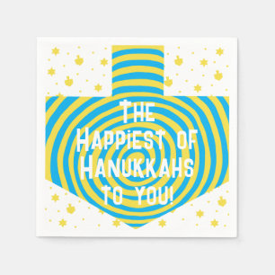 Blue Yellow Hanukkah Swirl Dreidel Serviette